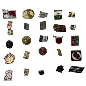 Vintage Russian Badge Pin Jewelry Lot Soviet Union Russia USSR 25 Piece